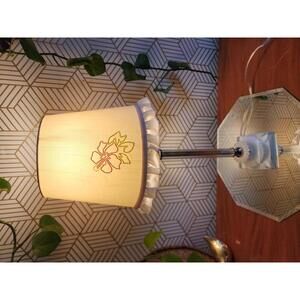 Vintage Acrylic Accent Lamp with Ruffled Beaded Shade